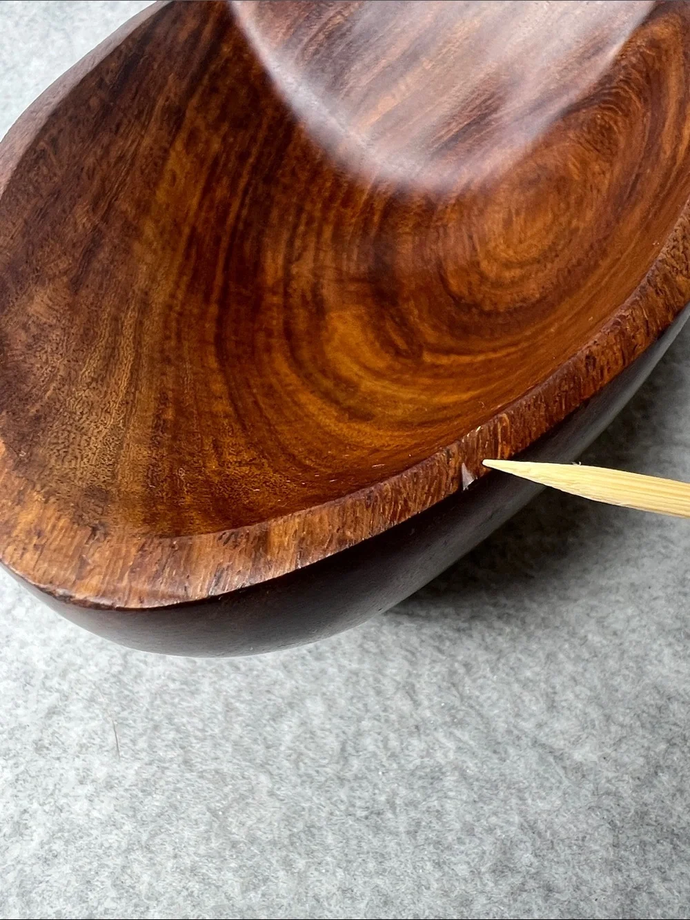 Crate&Barrel Vintage MCM Brown Acorn Wood Divided Serving Dish 12